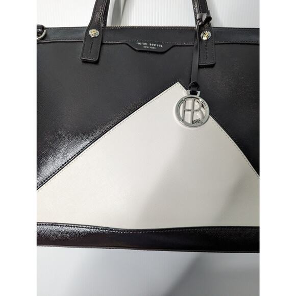 Henri Bendel West 57th Carry All Tote Handbag Saffiano Colorblock Black White - Picture 11 of 14